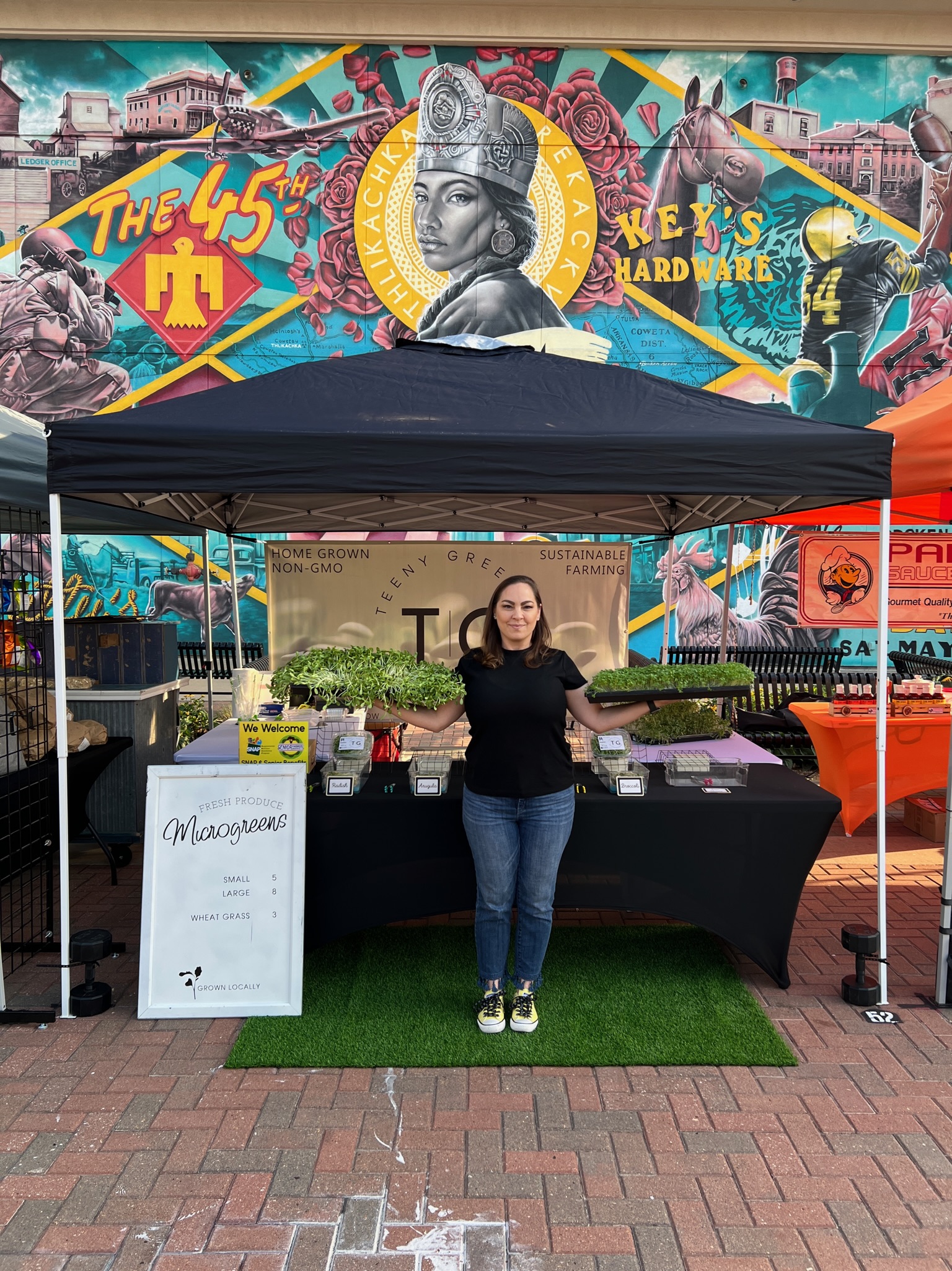 Brooke at the Teeny Greeny booth at the Broken Arrow Farmers Market